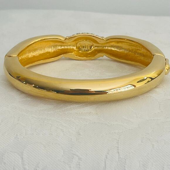 Vtg NOLAN MILEER Crystal Bracelet Signed Bangle w/Box Gold Tone Glamour Collect - Picture 5 of 11
